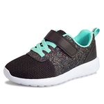 Girls Trainers Kids Athletic Shoes Toddlers Glitter Casual Lightweight Sneakers Sports Shoes Breathable Tennis Road Trail Running Shoes Black UK5.5