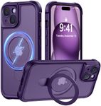 MOCCA Design for iPhone 15 Case with Magnetic Invisible Stand [Full Camera Protection] [Compatible with Magsafe] Military Drop Shockproof Translucent Matte Phone Case Cover 6.1",Deep Purple