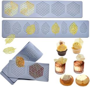 Acxydm 4PCS Leaf and Honeycomb Mold,Tuile Molds Silicone Honeycomb Baking Molds,Leaf Silicone Mold Fondant Mould 3D Beehive Candy Silicone Mould,Chocolate Mold Set Sugar Bees for Cake Decorating