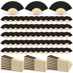 Yinkin 300 Pack Folding Fans Bamboo Handheld Folded Fans Craft Hand Fans Foldable Japanese Chinese Fans for Weddings Bridal Dancing Church DIY Decoration Women Kids Gift Party Favors (Black)