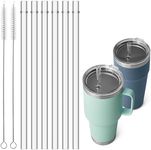 Bluwing 6 Pcs Clear Straws for YETI 25 oz, 26 oz, 35 oz Straw Mug, Simple Modern 24 oz, 30 oz Tumbler, Reusable Tritan Drinking Straws for Smoothies, Milkshake, 2 Straw Brush