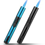 Bbsisgo 2 Pack Jet Lighter, 6.0 inch Adjustable Jet Flame Gas Lighter, Refillable Windproof Long Stick Butane Torch Lighter. (Sold without Butane Gas) (Black and Blue)