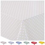 Home Direct Large Rectangular Oilcloth PVC Wipe Clean Tablecloth 140cm x 240cm 55x94 Small Polka Dot Beige