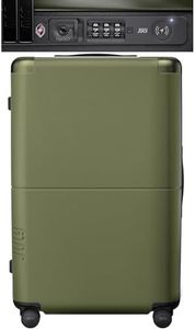 July Checked Plus with CaseSafe - 28.75" Trackable TSA Lock Airline Approved Check In Luggage with Wheels, Rolling Suitcase for Men & Women - Silent Spinner Wheels, Y-Strap - Moss