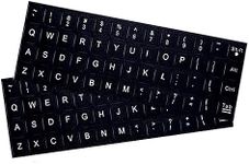 Universal English Keyboard Stickers, 2Pack Keyboard Stickers, Computer Keyboard Stickers, White Background and Black Big Lettering, Stickers for Computer Laptop Notebook Desktop