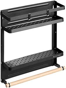 Navaris Rangement magnétique pour épice - Étagère métallique dépliable - 31,9 x 27,1 x 8,1 cm - Cuisine Boite Pot assaisonnement essuie-Tout