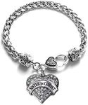 Sister in Christ Pave Heart Charm Bracelet Silver Plated Lob