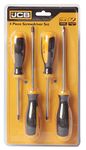 JCB Tools 4pc Screw Driver set:# PH1x100, PH2x150mm, 5x100mm,6.5x150 mm, Chrome vanadium steel shaft,chrome plated, 22025732