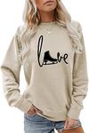 Hapwalyn Ice Skating Sweatshirt, Love Skating Sweater Women Graphic Crewneck Pullover Tops Funny Ice Skating Lover Shirt Gift, Beige, XX-Large