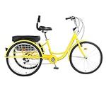 TUOKE 26 inch Adult Tricycle, 7 Speed 3 Wheel Bike for Women Men Seniors, Cruise Trike Bike with Shopping Basket & Lock, Adjustable Seat, Multiple Colors