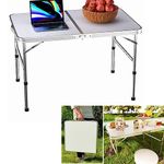 Qimu 3ft Aluminium Folding Table Picnic Table Foldable Portable Folding Camping Table Adjustable Height Compact Trestle Table with Carrying Handle for Picnic Party BBQ Indoor Outdoor Garden Cooking