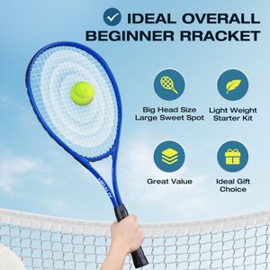 HIRALIY 27" Tennis Racket Set – Blue, Adult Size