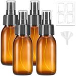 2 OZ Glass Spray Bottles, 4 Pack Amber Empty Spray Bottle for Essential Oils, Small Glass Bottles for Cleaning Solutions, Plants, with Durable Nozzle, Labels, Funnel