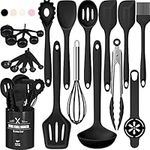 Silicone Kitchen Utensils Set, Umite Chef 22Pcs Cooking Utensils Spatula Set, Heat Resistant Non-Stick Silicone, Dishwasher Safe Cooking Gadgets Tools Set(Black)