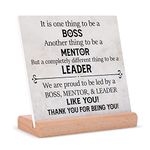 Boss Gifts Desk Decor for Christmas - Best Boss Mentor Leader Gift From Employee Coworkers, Team Leader Gifts for Christmas Birthday Retirement, Thank You Gifts Plaque with Wooden Stand