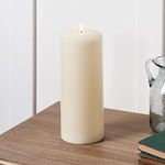 Lights4fun Large TruGlow® Chapel Candle Pillar Battery LED Flameless with Timer 25cm Real Ivory Wax