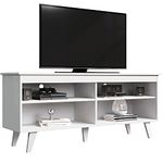 Madesa TV Stand Entertainment Center with 4 Shelves and Cable Management for 50, 55 Inch Media Storage Living Room and Bedroom Modern Wooden Television Media Console - White