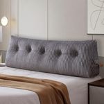 Large Headboard Pillow Headboard Wedge Pillow Bed Rest Reading Pillow Bolster Triangular Pillow for Sitting in Bed-Backrest Positioning Support Long Pillow for Daybed, Queen:59x8x20 Inches,Gray