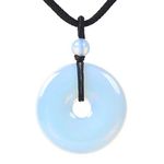 JUST IN STONES Gemstone 30mm Donut Beads Reiki Chakra Pendant Necklace Handmade Jewelry 22 Inch, Gemstone