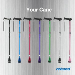 Rehand All Terrain Folding Walking Stick – Adjustable, Pivot Tip, Black