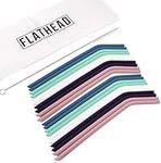 Flathead Bent Reusable Silicone Drinking Straws with Cleaning Brush | Premium, Multi-Colored and Friendly Straw | Extra Long for 30oz and 20oz tumblers and BPA Free | Set of 20