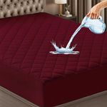 GADDA CO Waterproof Cotton Quilted Mattress Protector King Size (78x72 Inch | 6.5x6 Ft) | Breathable Hypoallergenic Noiseless Ultra Soft Fitted Bed Protector | Mattress/Bed Cover - Maroon