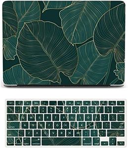 Laptop Case Compatible with New MacBook Air 13 Inch Case 2020 2019 2018 Release A2337 M1 A2179 A1932 with Retina Display & Touch ID, Plastic Hard Shell Case & Keyboard Cover Skin - Green Leaves