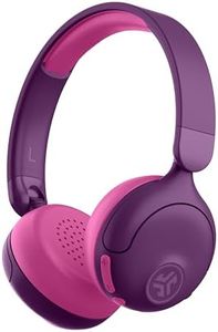 JLab JBuddies ANC 2 in 1 Wireless + Wired Kids Headphones, Active Noise Canceling and Be Aware Modes, Safe Volume Settings, 50+ Hours Playtime, Adjustable, Purple/Pink