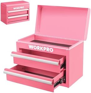 WORKPRO Metal Mini Tool Box, Top Tool Chest containing Two Drawers with Ball Bearing Slides, PVC Drawer Liners and PP Feet Pads, Durable Cold Rolled Steel Small Toolbox for Multi-Purpose Storage