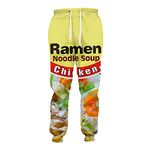 QEDCVS Chicken Flavor Ramen Noodle 3D Printing Pants, Men Women Streetwear Hip Hop Trousers Plus Size