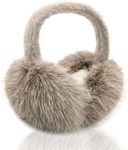 WATAME Faux Fur Ear Muffs Winter Women Girls Cute Earmuffs Fluffy Ear Warmers Soft Foldable Ear Muffs Outdoor (Brown)