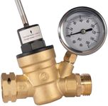 UTOOL RV Water Hose Pressure Regulator with Gauge and Double Layer Filter Screen, Quick-adjust Brass Reducer, 14.5-160 PSI, 3/4" GHT Threads, Protect Your Water Hose from Hi-flow Pressure