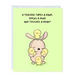 Teacher Thank You Card, Appreciation Card for Educator, Day Care, Preschool, Elementary High School, Graduation or Back to School, Summer Break Gift (A teacher Takes a Hand, Opens a Mind and Touches a Heart)