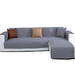 JIABOLANG Fabric Couch Slipcover L Shape Sofa Cover Sectional Couch Chaise Lounge Cover Reversible Sofa Cover Furniture Protector Cover For Home Decor (Grey)