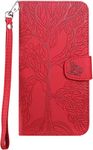 Tiyoo iPhone 6 Plus/6S Plus Phone Case, Shockproof Leather Wallet Case with The Tree of Life Pattern, Protective Cover with Card Holder and Magnetic Closure,Phone Cover for iPhone 6 Plus/6S Plus,Red