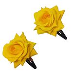 LYF5STAR Yellow Handmade Artificial Rose Flower Bride Tiktok Hairpin for Girls and Women, Rose Hair Clip, Flower Hairpin, Stylist Wedding Hairpin - Pack of 2