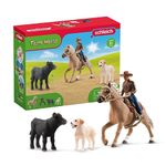 Schleich Farm World, Rodeo Toy for Kids, Western Riding Adventures with Cowboy, Rider, and Horse Toy, 6-Piece Set, Ages 3+