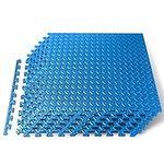 Thick Puzzle Exercise Mat, 6 Pcs EVA Foam Interlocking Tiles Protective Flooring for Gym Equipment and Cushion for Workouts, Durable Non-Skid Texture, Easy to Assemble, Blue