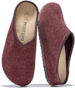 Project Cloud Casual Clogs for Women - Genuine Leather SmartFoam Arch Support Insole Womens Slippers Cashmere Knit Slides - Slip On Shoes for Women Non-Slip Mules & Clogs (Nella, Chocolate Knit,7M)