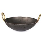 VISMAY'S Heavy Base Iron Kadhai | Kadai with Handle for Kitchen | Deep Frying Kadai (4 Litre)