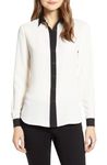 SANTLAL Woman's Solid White and Black Crepe Shirt | Collared | Relax Fit | for Every Occasion (XXXX-Large)