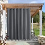 NICETOWN Outdoor Curtain for Patio Waterproof Extra Wide 100", Blackout Vertical Blinds Thermal Insulated Rustproof Top & Bottom Grommet Indoor Outdoor Divider for Public Space, Grey, 1 Piece, 84" L