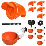 Poutilor DIY Chicken Feeder Waterer Set with Hole Saw, Automatic Poultry Water and Feeder kit, Chicken Water Cups & Chicken Feeder Ports (6+6 Packs)