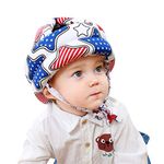 Baby Head Protector, Adjustable Size Baby Learn to Walk Or Run Soft Safety Helmet, Infant Anti-Fall Anti-Collision, for Baby (8-36 M) (American Stars)