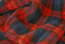 Faux Fur Sherpa Fleece Sheepskin Fabric Material - RED Blue Blackwatch, 1mtr - 150cm x 100cm