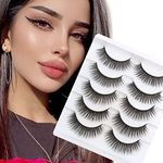 Glowingwin False Eyelashes Natural Look Faux Mink Lashes Fluffy 5D Dramatic Fake Cosplay Eyelashes Wispies 5 Pairs Pack Strip Lashes Light Volume Short Fake Eye Lashes