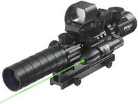 Pinty Rifle Scope 3-9x32 Rangefinder Illuminated Reflex Sight 4 Reticle Green Dot Laser Sight