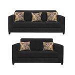 Braxton Versatile 3 + 2 Seater Sofa Set for Living Room (Black Fabric)