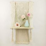 Handmade Macrame Wall Hanging Shelf Boho Indoor Rope Plant Hanger Holder Rope Plant Hanger (Style 4)