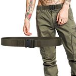 Trimming Shop Nylon Webbing Military-Style Belt, 1.5" Canvas Belt with Quick-Release Plastic Buckle, Tactical Belt for Military Wear